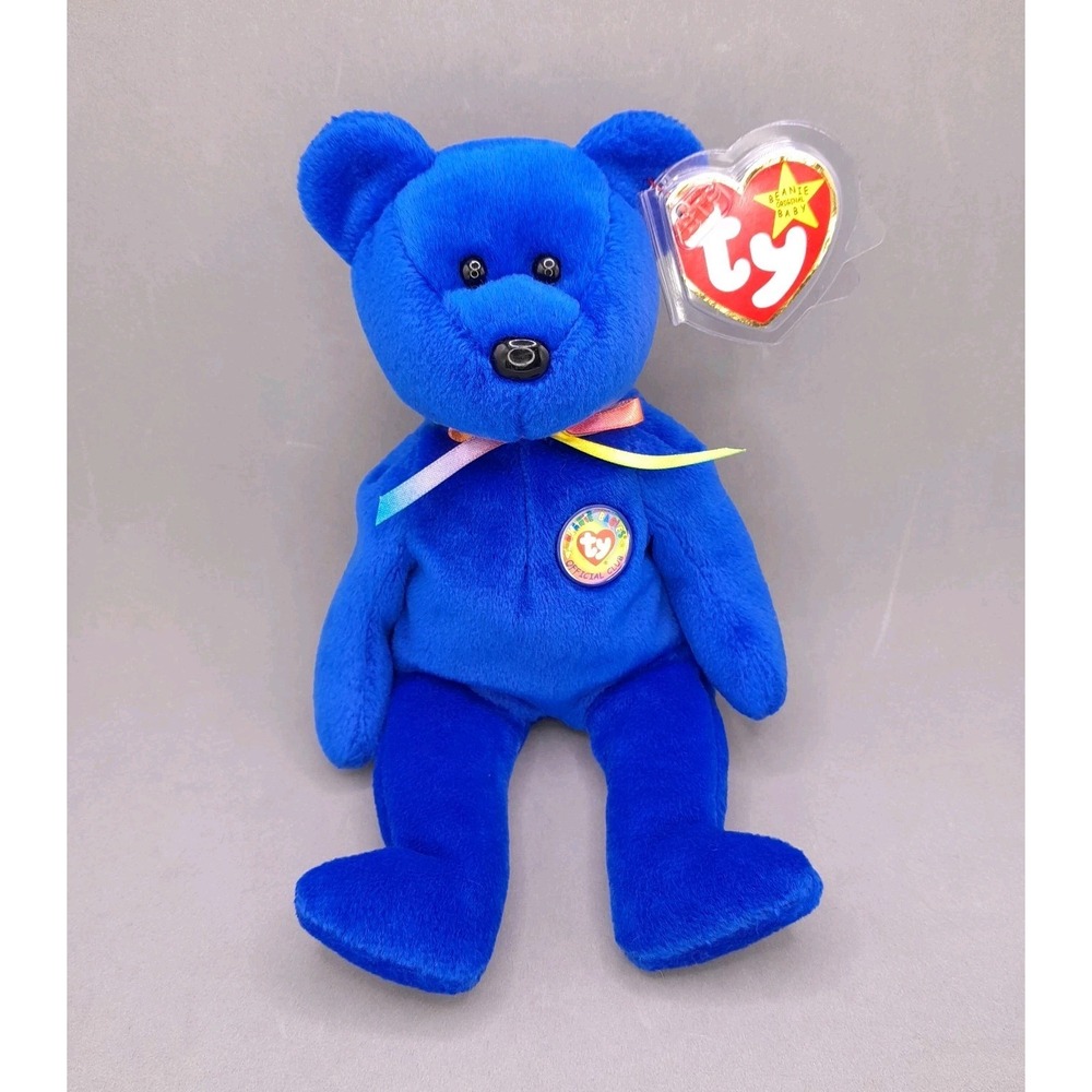 TY Beanie Baby Clubby Royal Blue Bear 8.5" Plush Toy MWMT Collectible